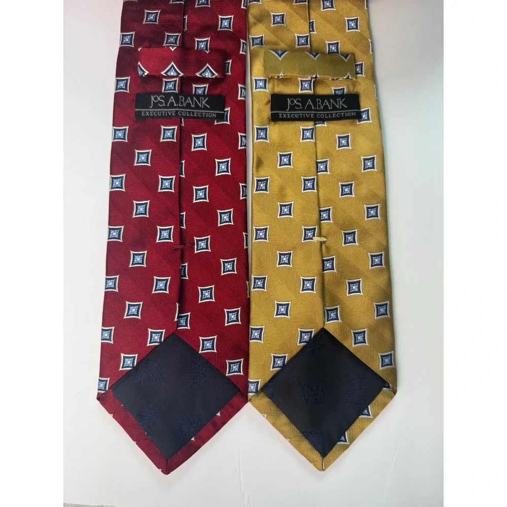 Jos. A. Bank Executive Collection Silk Ties Lot of 2 Burgundy Gold Medallion